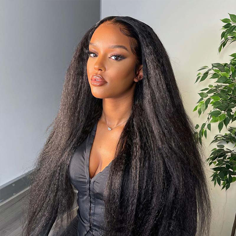 Human Hair Kinky Straight 13x4 Transparent Lace Front Wigs